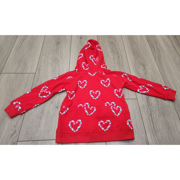 Girls Hoodie Candy Cane Hearts‎ Red Holiday Cabana By Crown & Ivy Christmas 3T - Picture 6 of 6